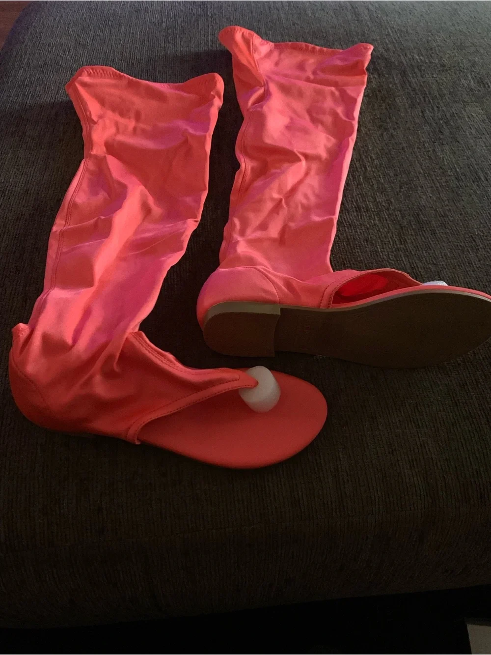 Cape Robbin Orange Over-the-Knee Open-Toe Flat Boots